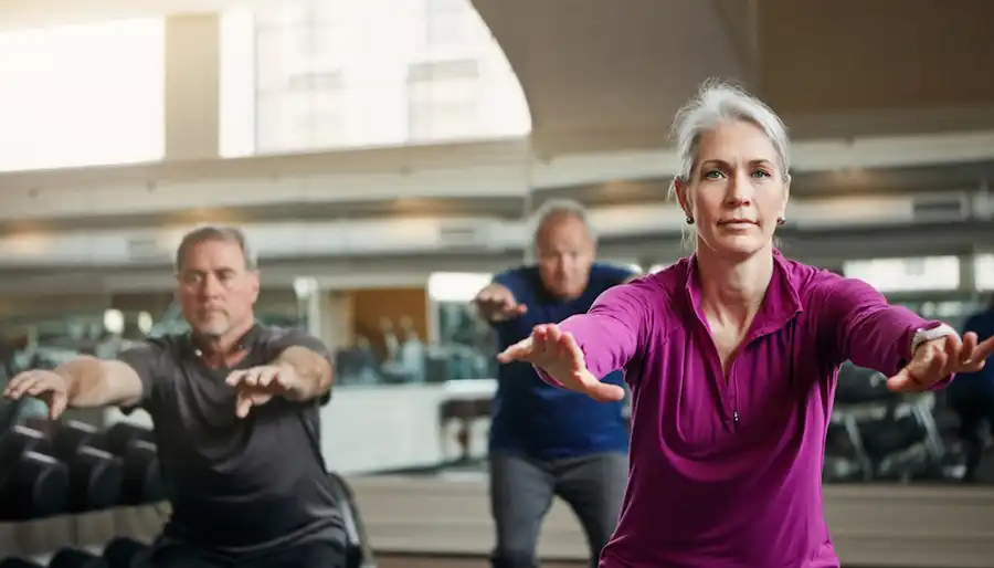 People doing an exercise class